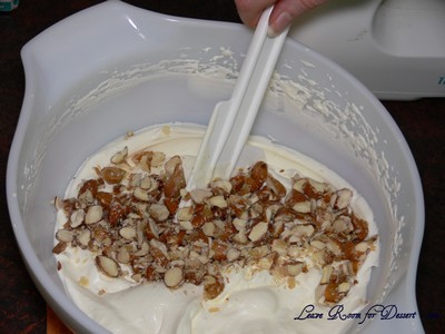 Fold Vienna almonds through whipped cream