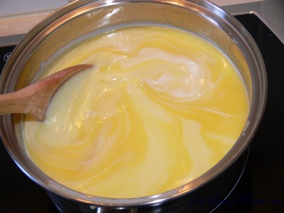 White chocolate, butter and water melted