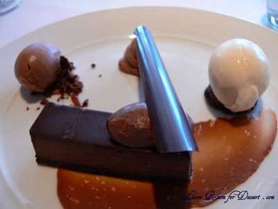 Valrhona Chocolate - rich chocolate delice with chocolate sorbet