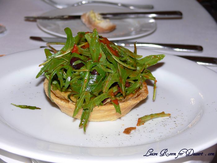 Three Cheese Tart, Rocket and Olive Salad with Capsicum Jam 