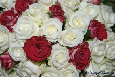 Bridal Bouquet – Ivory Roses with a few double delights