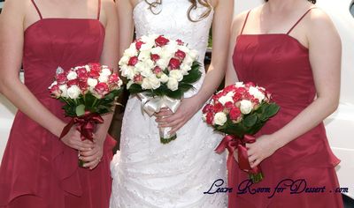 Bridal and Bridesmaid dresses with Rose Bouquets