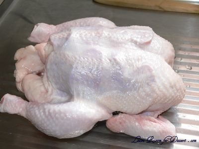 Chorizo stuffed under the skin of the chicken