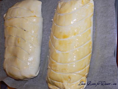 Score the pastry with a knife