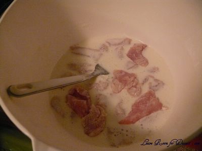 Coat the chicken in the batter
