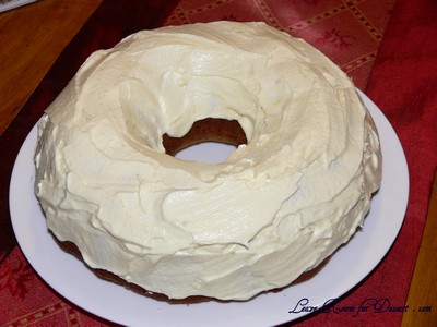 poppyseedcake_iced Orange frosting on the cooled cake - ready to eat!