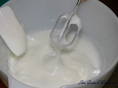 Egg white and sugar beaten