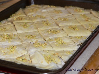 greekbaklava01 {don't put the pistachios on at this point like I did as they will brown too much}