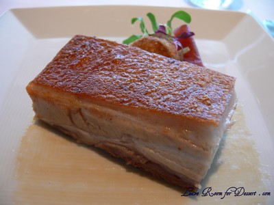 Pork Belly - Kurobuta sweet pork belly with pork croquette, paradise pears and pear chutney