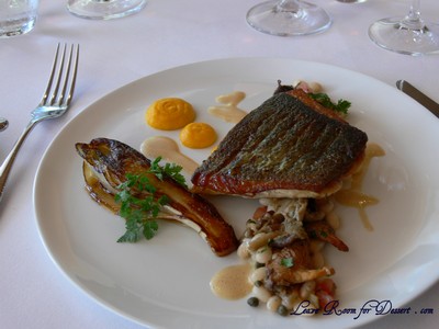 Trevalla - roasted with glazed witlof, chesnut mushrooms, white beans and chicken jus