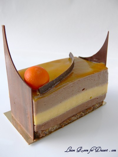 Hazelnut Dacquois and Passionfruit (my favourite in flavour) (milk chocolate custard mousse, passionfruit crème brulee, praline feuillete, hazelnut dacquoise biscuit)