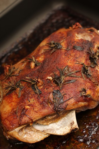 Five Hour Roasted Lamb with Beans and Olives