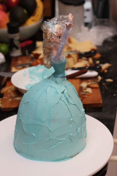 Elsa Cake Crumb Coat